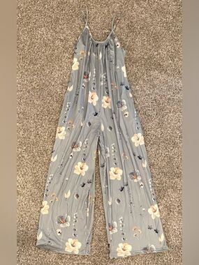 Women’s Cute Floral Pant Romper Jumpsuit ~ Pockets ~ Size L NWOT